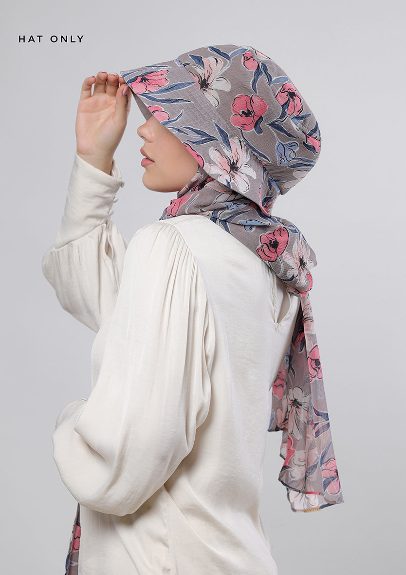 Pink Fauves- Bucket Hat- Printed Crinkled Chiffon