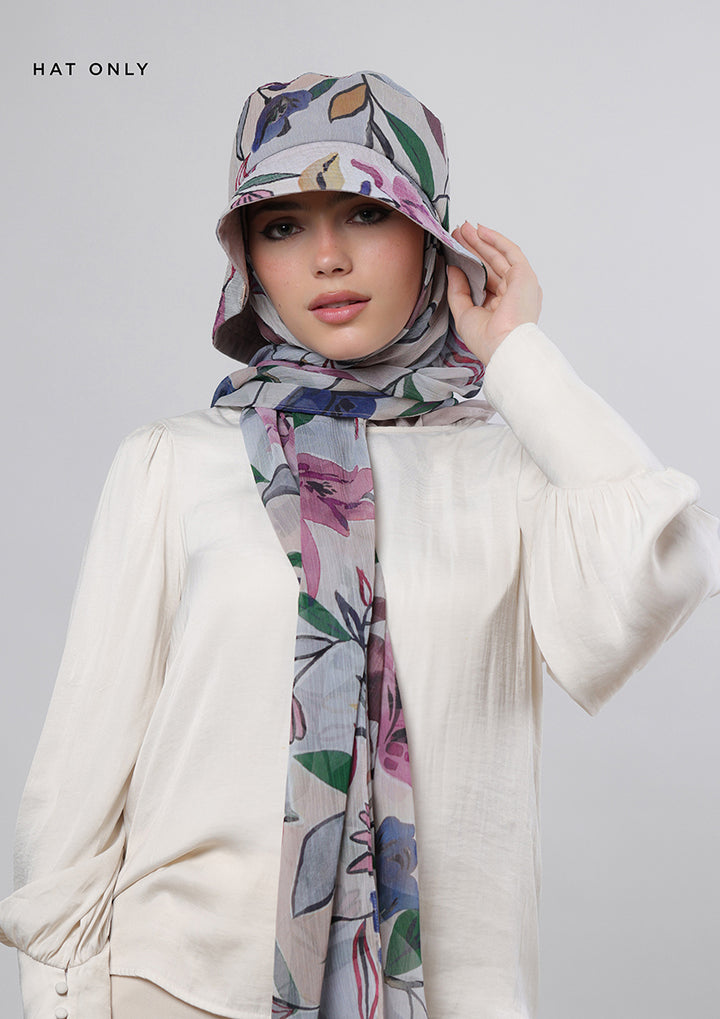 Arcadia- Bucket Hat- Printed Crinkled Chiffon