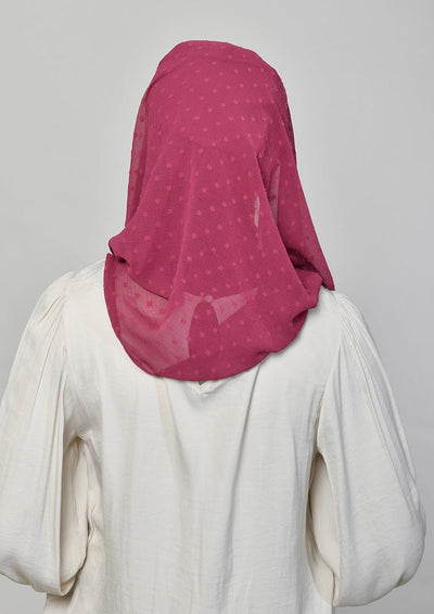 Hot Pink-Plain Mosaic Butti Chiffon - BOKITTA Hijab#style_vogue