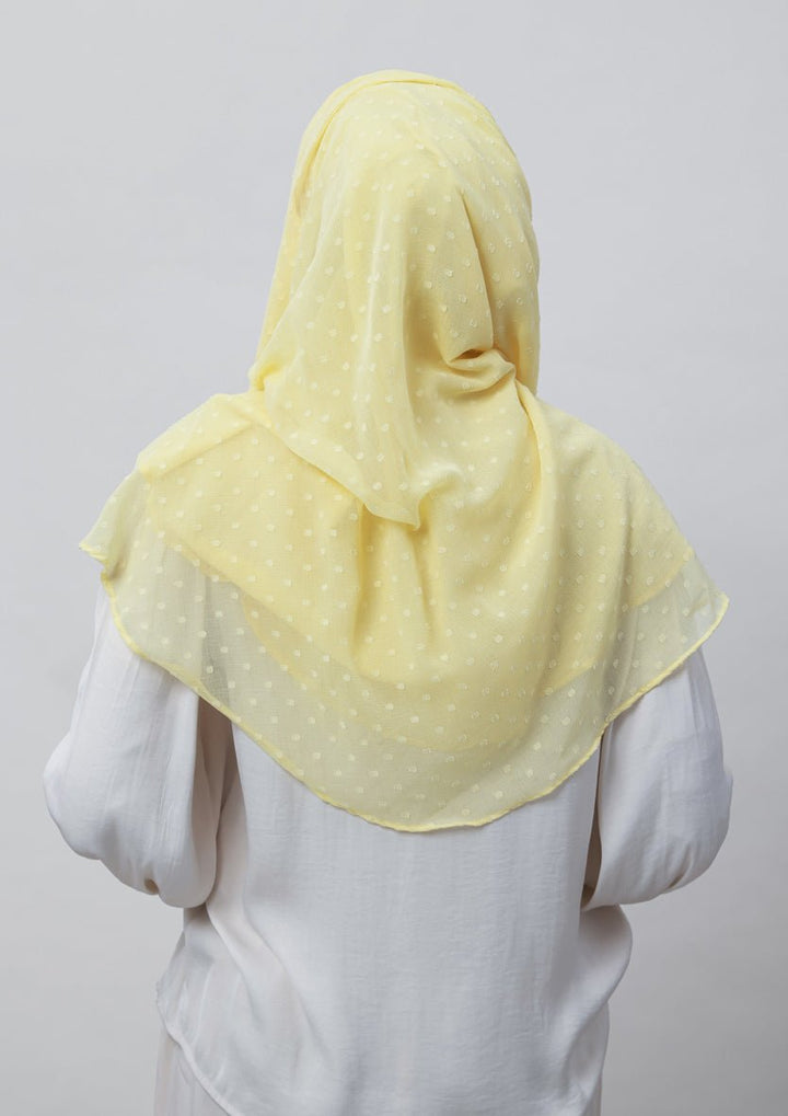 Pastel Yellow-Plain Mosaic Butti Chiffon - BOKITTA Hijab