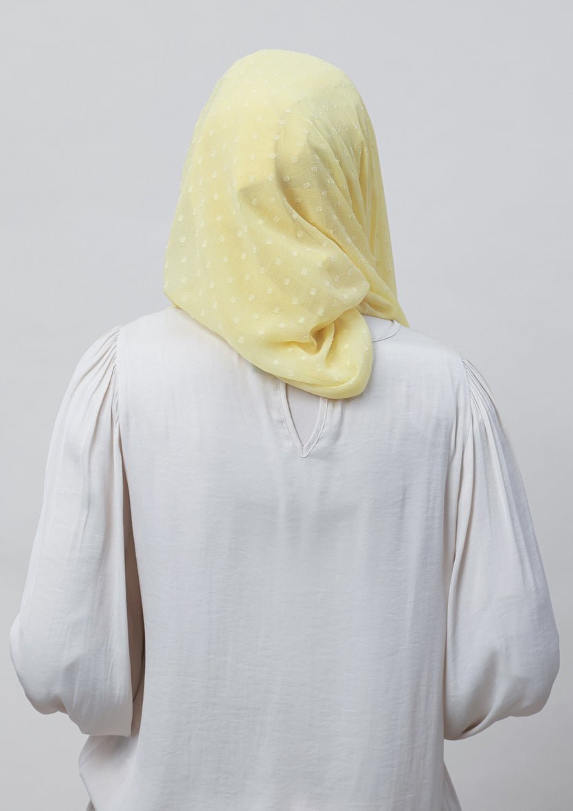 Pastel Yellow-Plain Mosaic Butti Chiffon - BOKITTA Hijab