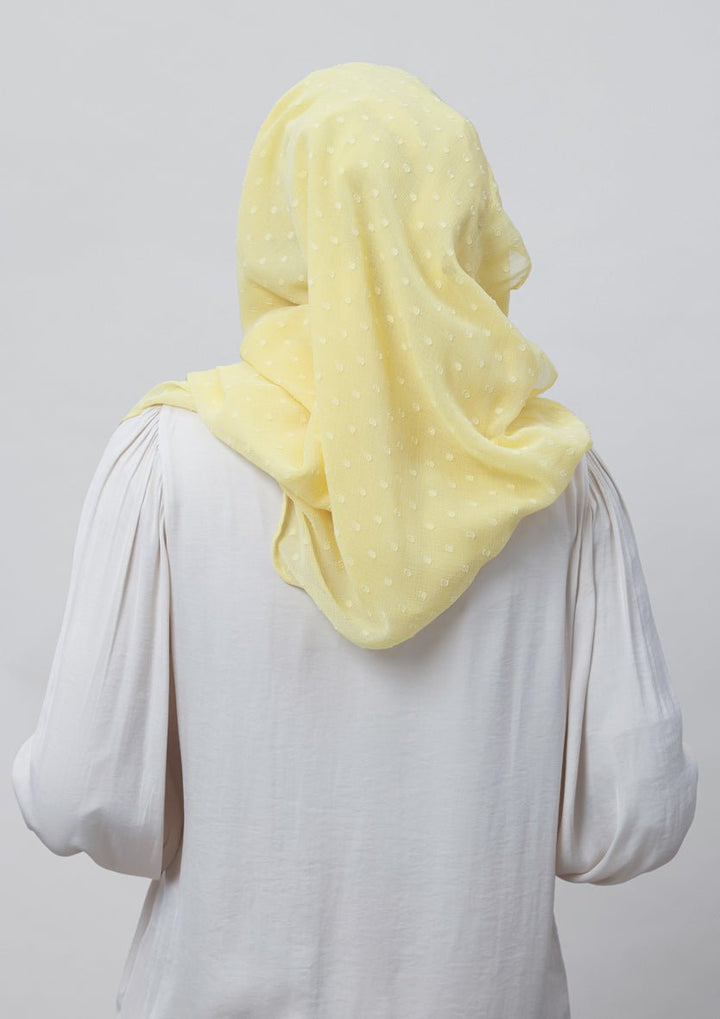 Pastel Yellow-Plain Mosaic Butti Chiffon - BOKITTA Hijab