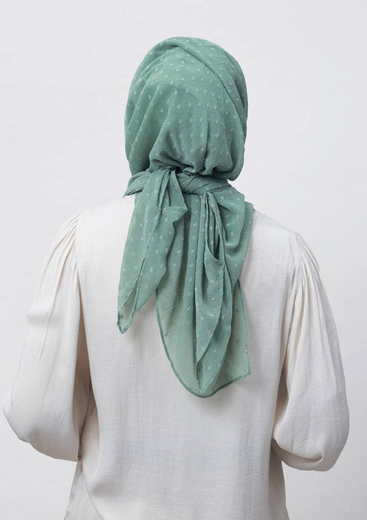 Sage Green-Plain Mosaic Butti Chiffon - BOKITTA Hijab