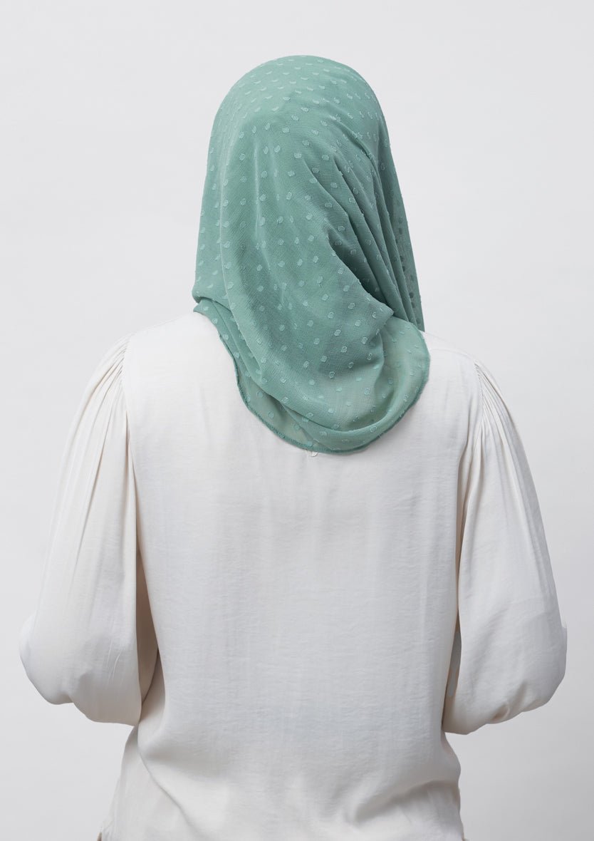 Sage Green-Plain Mosaic Butti Chiffon - BOKITTA Hijab