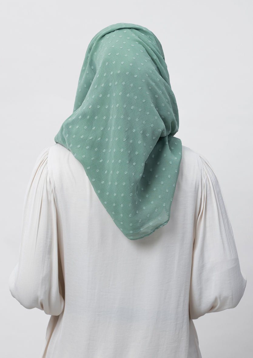 Sage Green-Plain Mosaic Butti Chiffon - BOKITTA Hijab