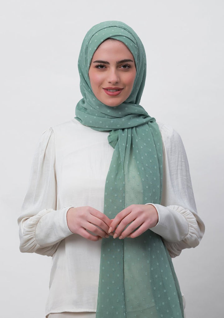 Sage Green-Plain Mosaic Butti Chiffon - BOKITTA Hijab