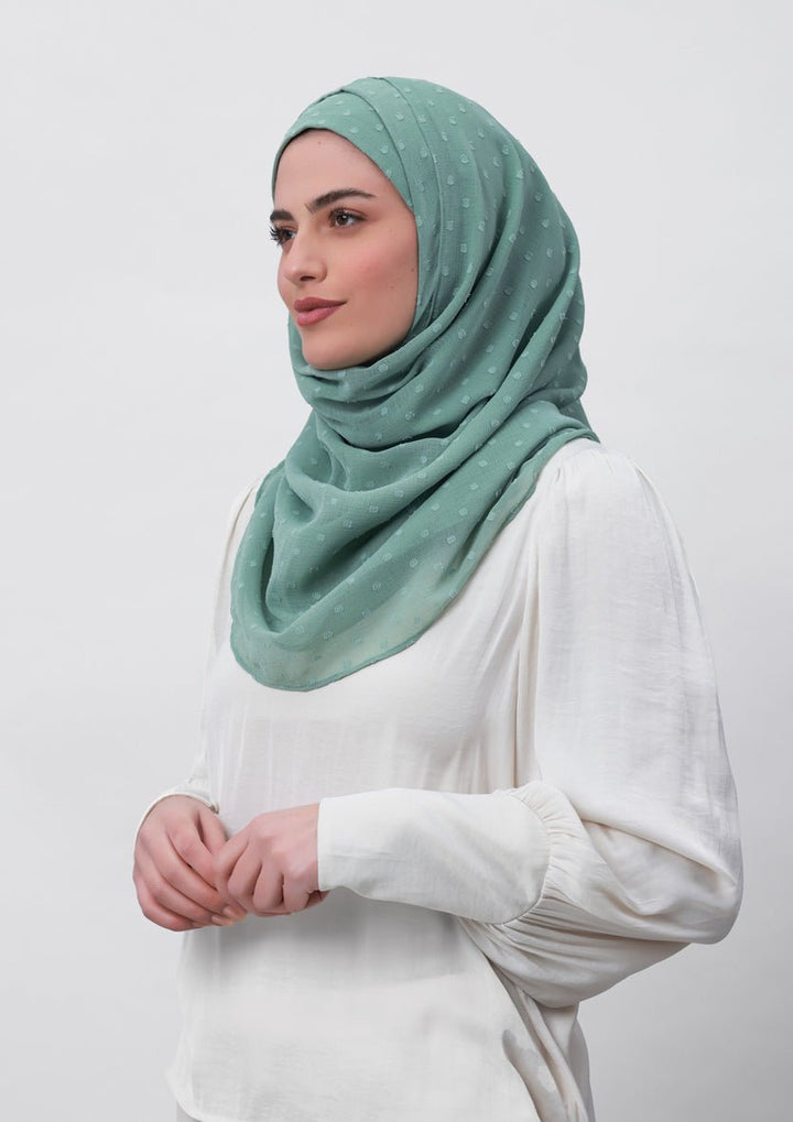 Sage Green-Plain Mosaic Butti Chiffon - BOKITTA Hijab