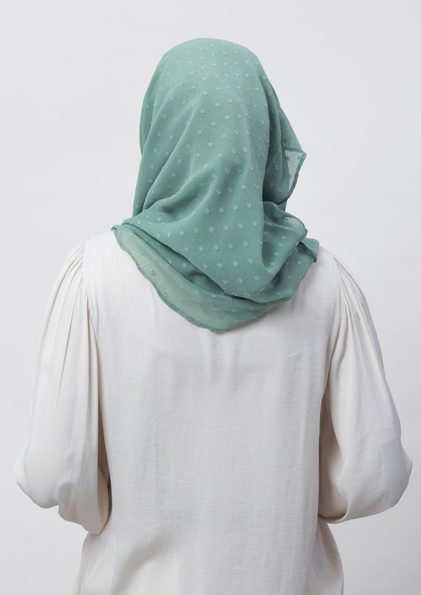 Sage Green-Plain Mosaic Butti Chiffon - BOKITTA Hijab