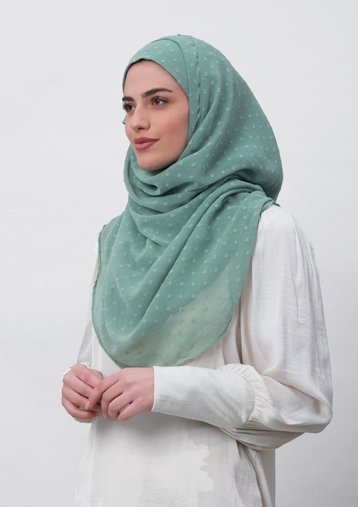 Sage Green-Plain Mosaic Butti Chiffon - BOKITTA Hijab