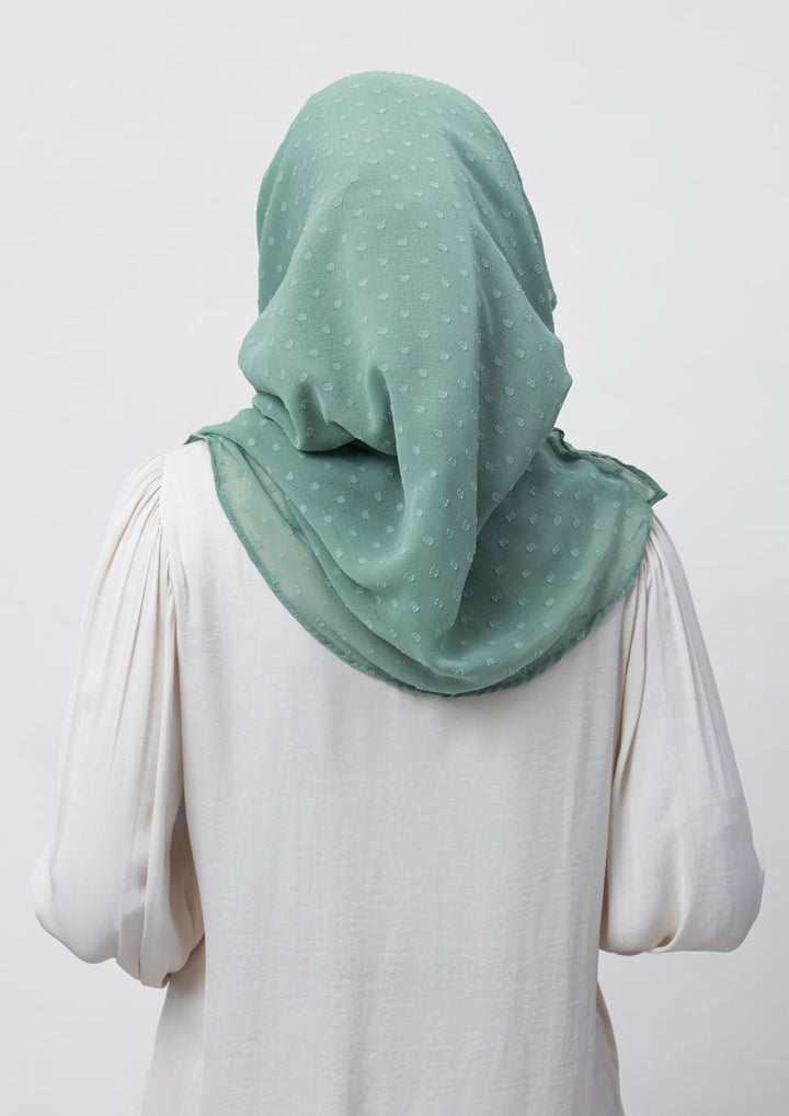 Sage Green-Plain Mosaic Butti Chiffon - BOKITTA Hijab