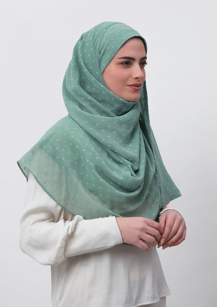 Sage Green-Plain Mosaic Butti Chiffon - BOKITTA Hijab