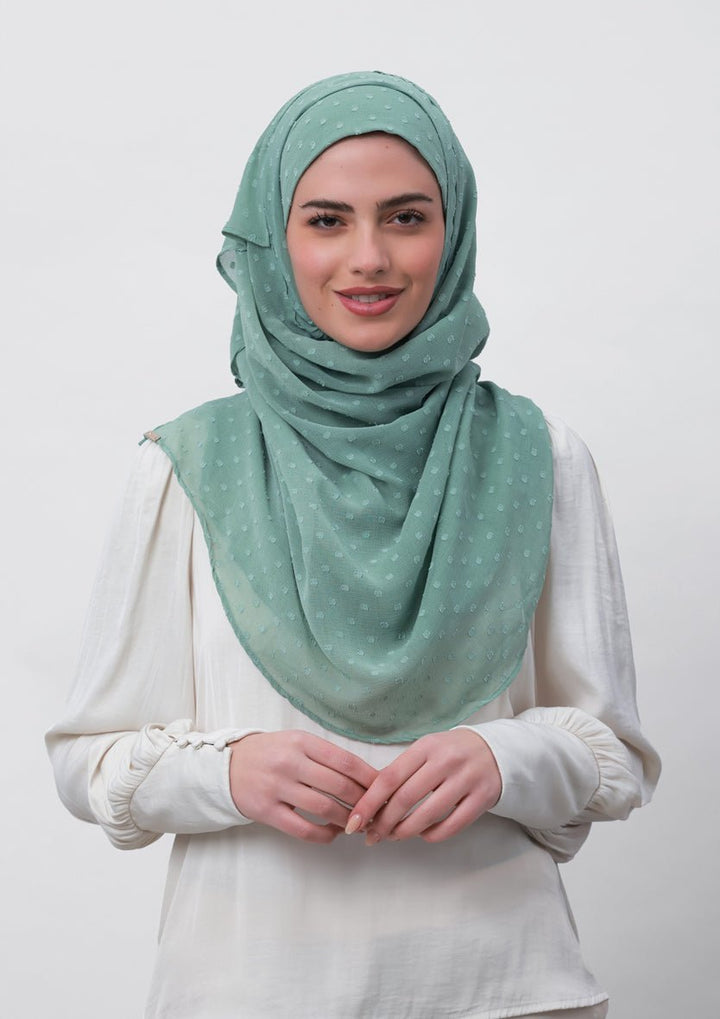 Sage Green-Plain Mosaic Butti Chiffon - BOKITTA Hijab