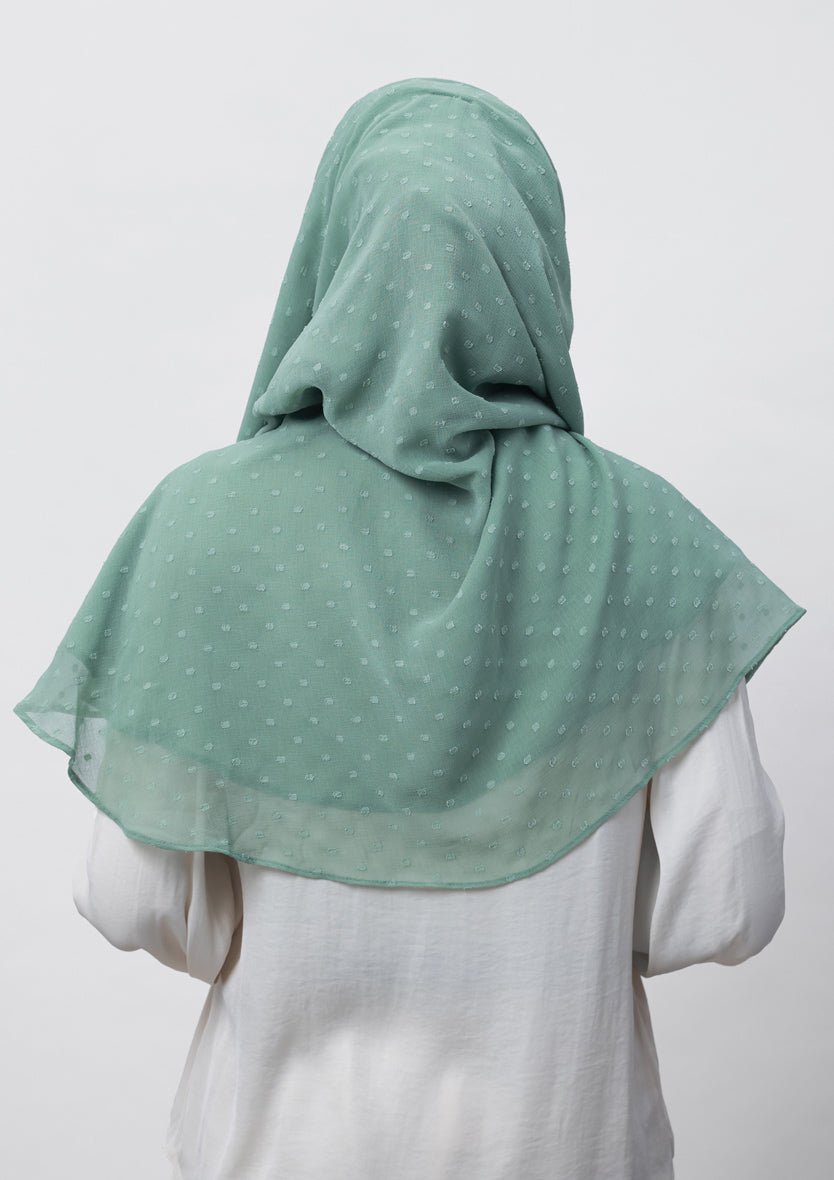 Sage Green-Plain Mosaic Butti Chiffon - BOKITTA Hijab