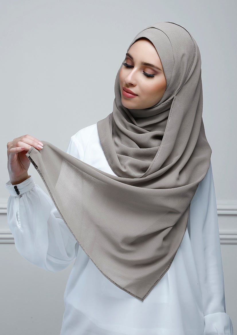 Taupe Gray with Crystals - BOKITTA Hijab