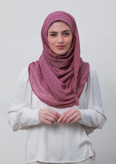 Wistful Mauve-Plain Mosaic Butti Chiffon - BOKITTA Hijab