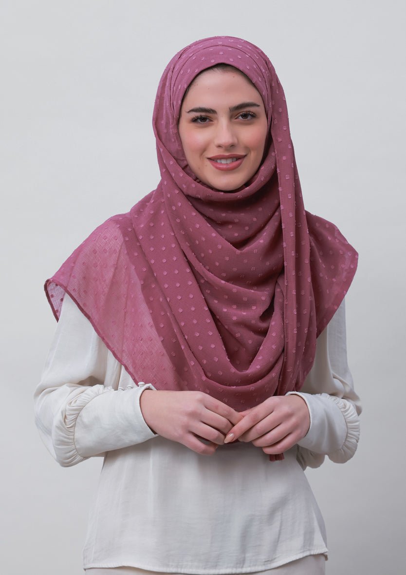 Wistful Mauve-Plain Mosaic Butti Chiffon - BOKITTA Hijab