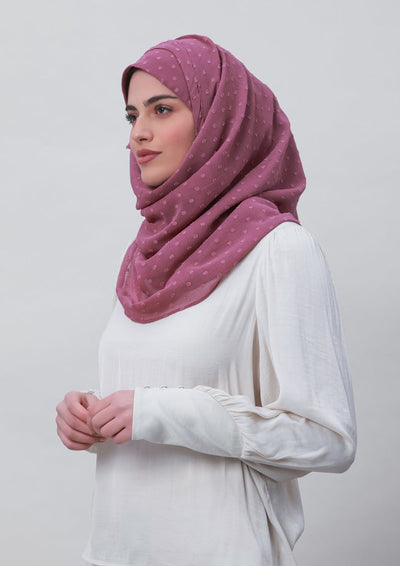 Wistful Mauve-Plain Mosaic Butti Chiffon - BOKITTA Hijab